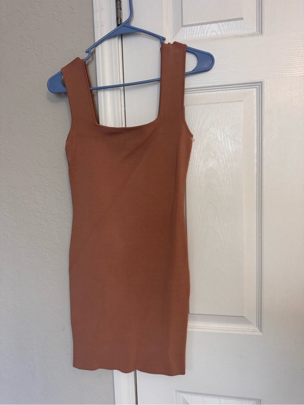 Zara Sleeveless Square Neck Bodycon Dress - Rust